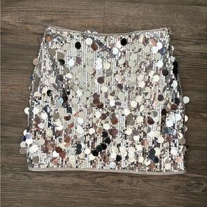 NWT- 12th Tribe Silver Sequin Skirt